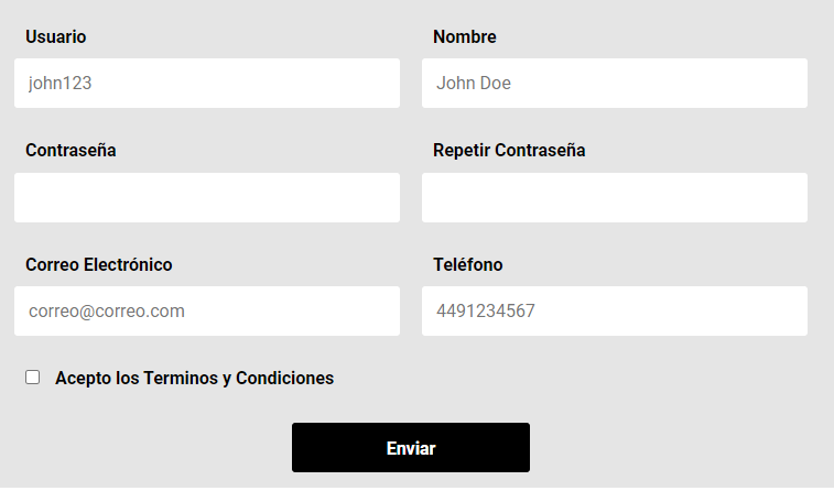 formulario validado
